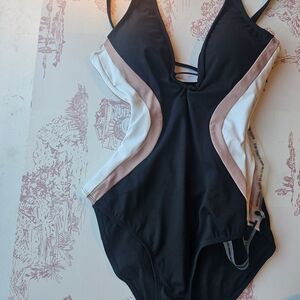 Black and White Women's One Piece Swimsuit